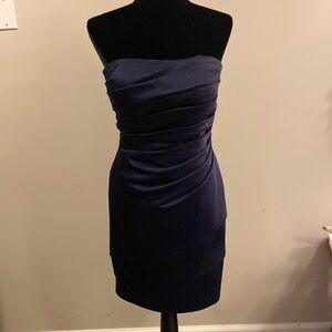 David's Bridal Strapless Navy Blue Cocktail Dress